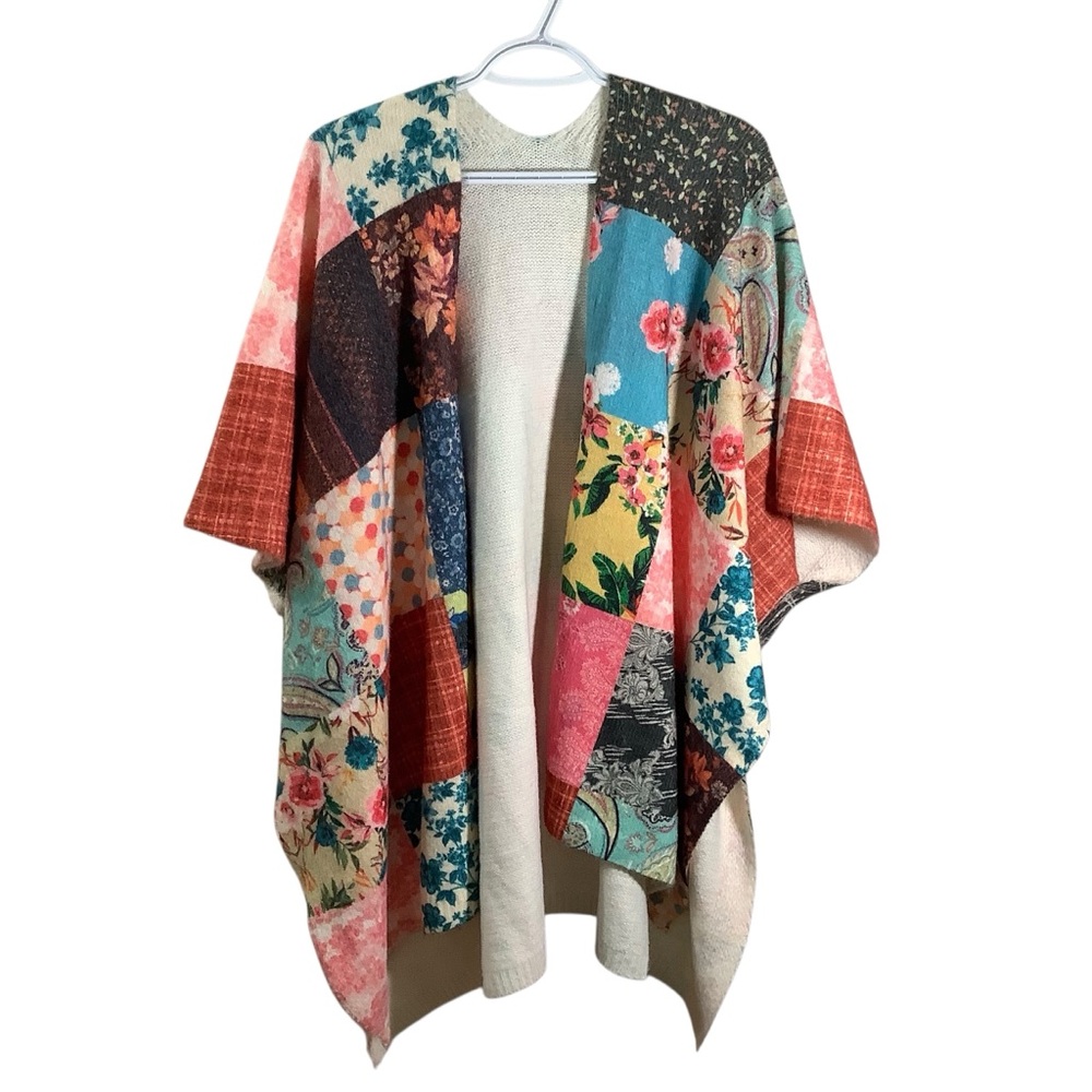 Reversible Patchwork Kimono Cardigan Multicolor - Picture 1 of 11
